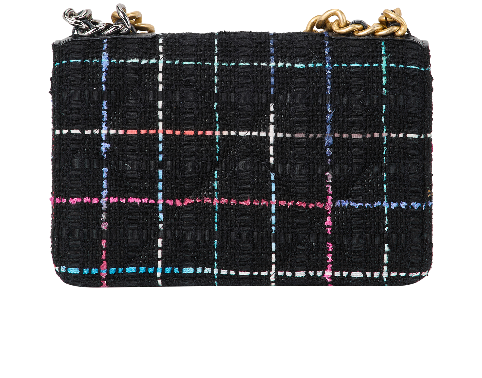 19 Wallet On Chain, &pound;1,800, Handbags, Black/Blue/Green/Pink/White/Yellow, Leather/Tweed, Back view